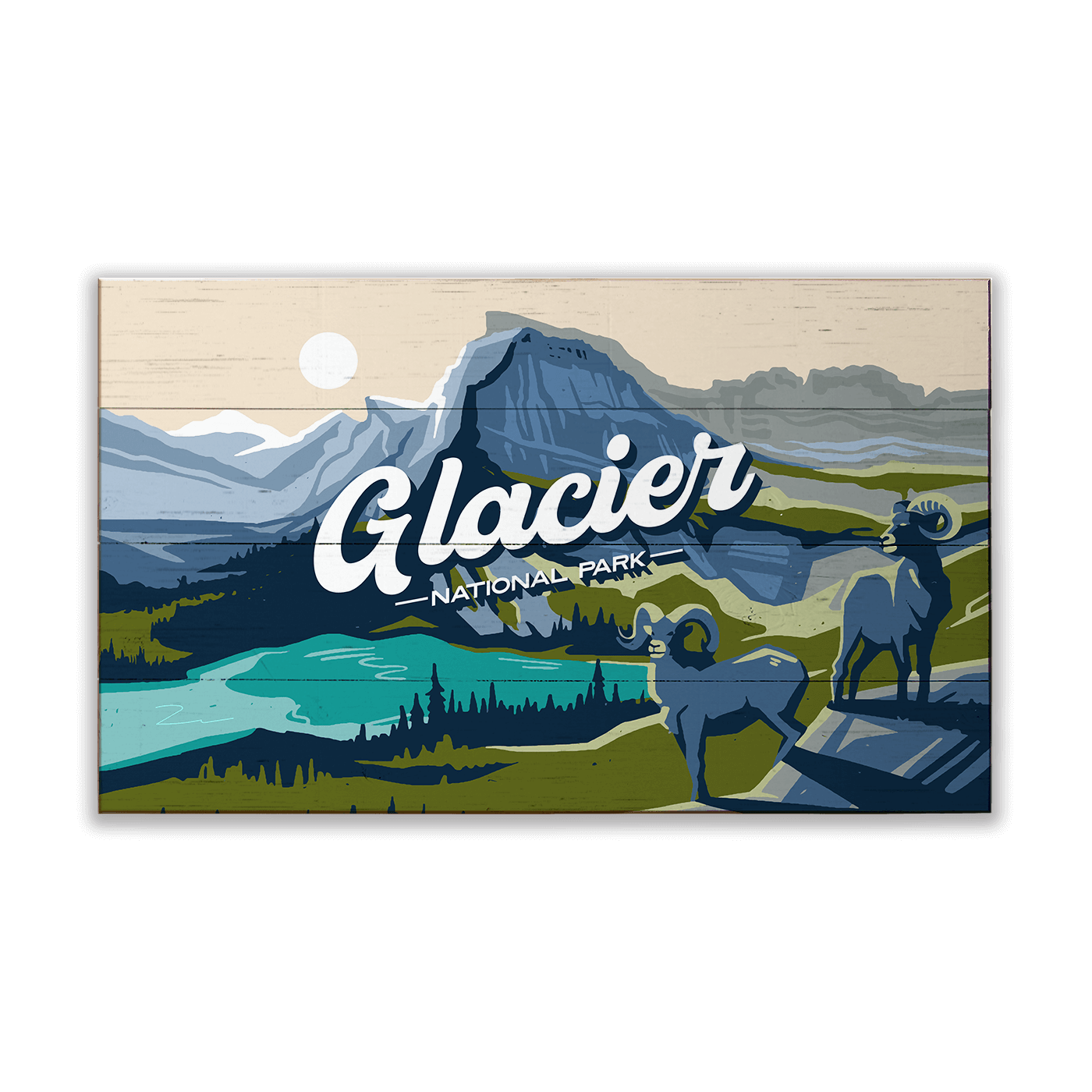 Big Horn Sheep at Glacier National Park: Smooth Finish - Wood & Metal Wall Art