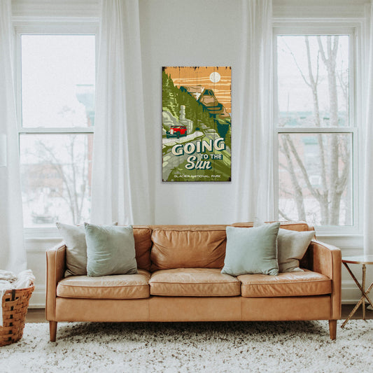 Going to the Sun Glacier National Park: Distressed Finish - Wood & Metal Wall Art