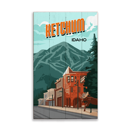 Ketchum & Bald Mountain: Smooth Finish - Wood & Metal Wall Art