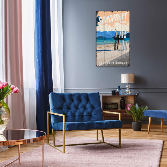 City Beach Scene: Distressed Finish - Wood & Metal Wall Art