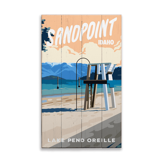 City Beach Scene: Smooth Finish - Wood & Metal Wall Art