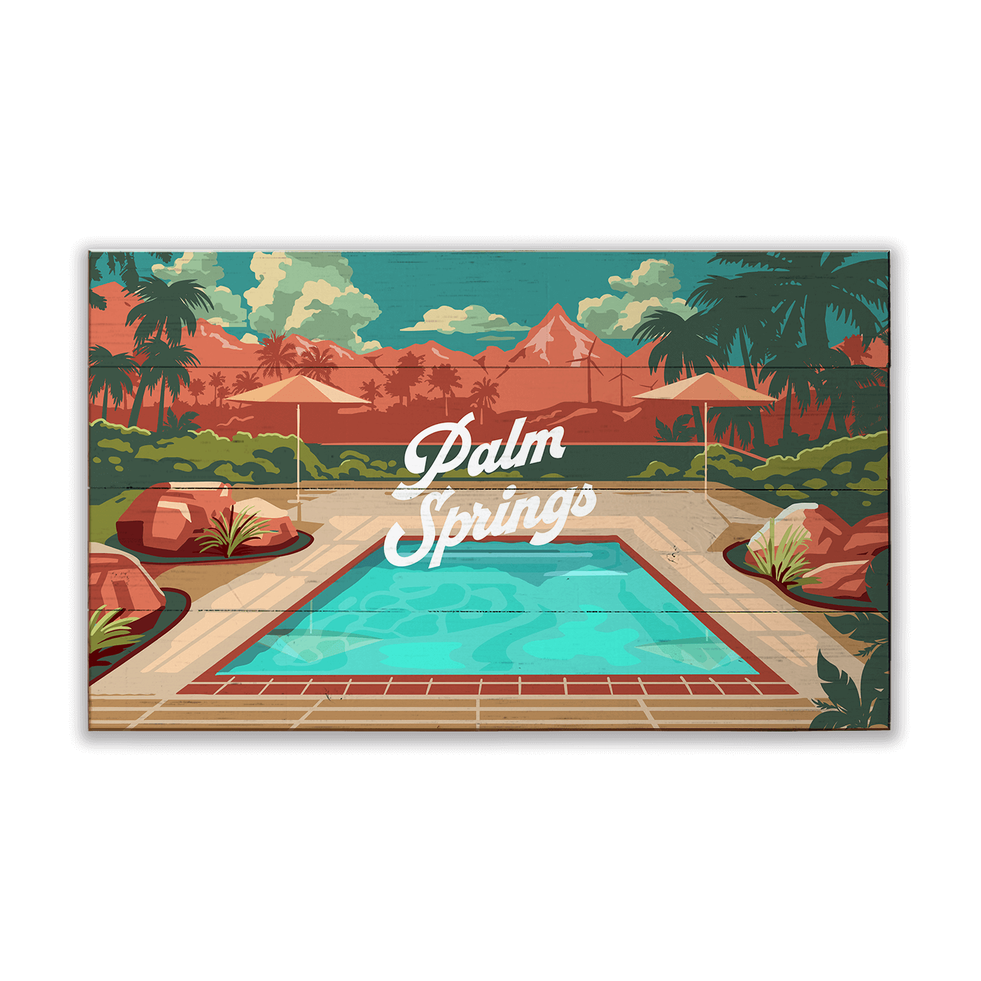 Palm Springs Mountain View: Smooth Finish - Wood & Metal Wall Art