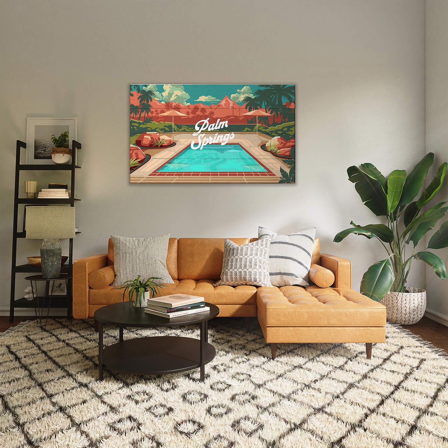 Palm Springs Mountain View: Smooth Finish - Wood & Metal Wall Art