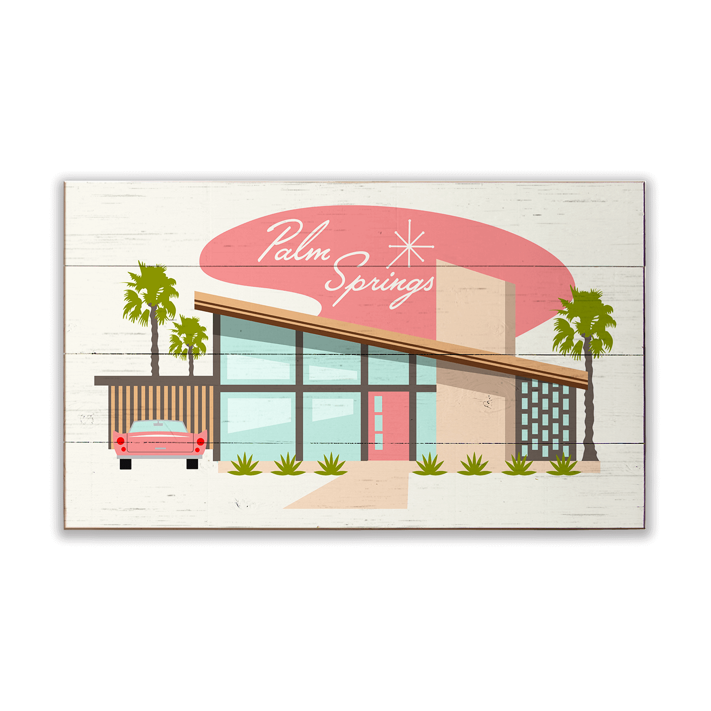 Palm Springs: Mid Century Modern Home Sign - Wood & Metal Wall Art