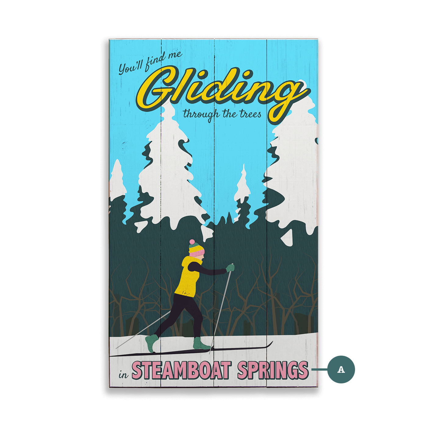 Gliding Through the Trees Ski Sign- Wood & Metal Wall Art