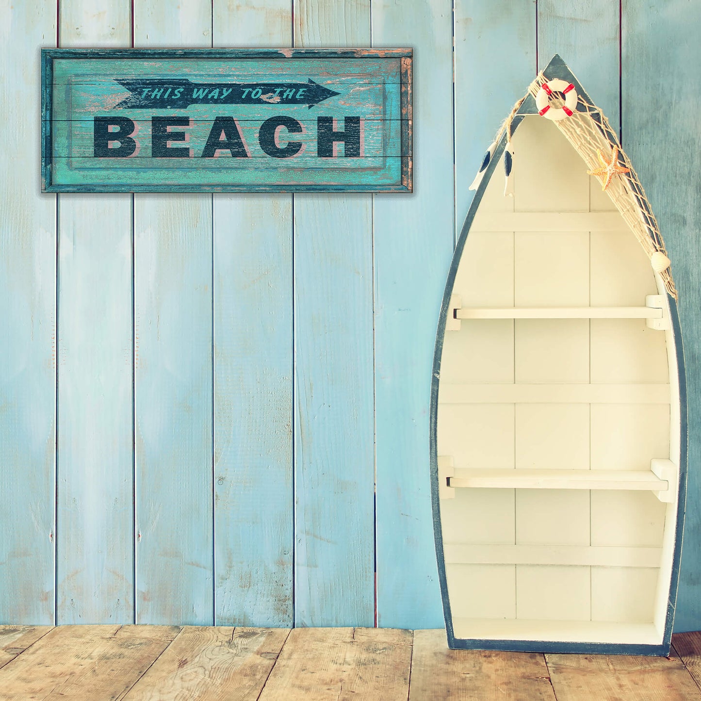 This Way to the Beach - Wood & Metal Wall Art