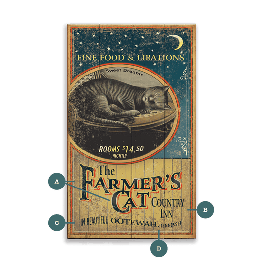 The Farmer's Cat - Wood & Metal Wall Art