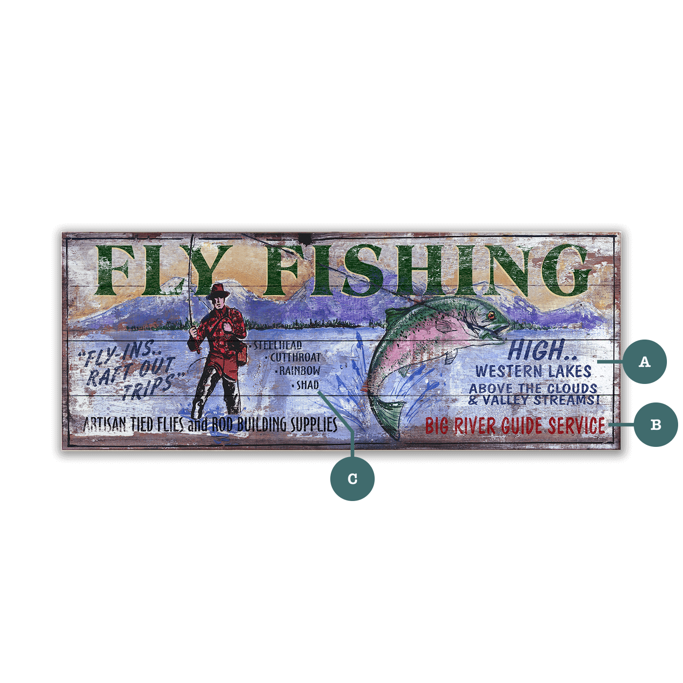 Big River Fly Fishing - Wood & Metal Wall Art