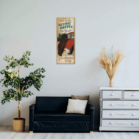 Scenic Drives with Bear Jams - Wood & Metal Wall Art