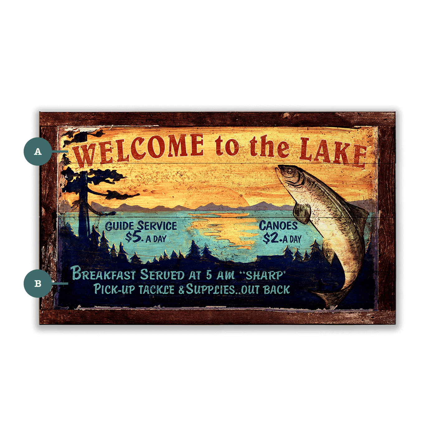 Rustic Lake Welcome - Wood & Metal Wall Art