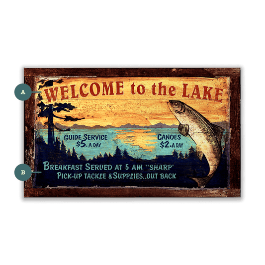 Rustic Lake Welcome - Wood & Metal Wall Art