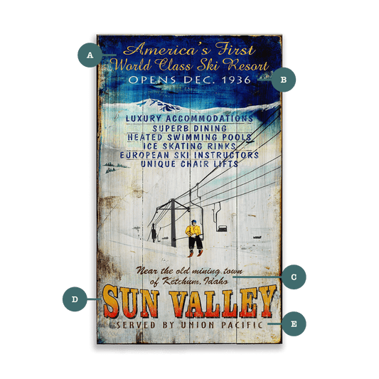 First Class Ski Resort - Wood & Metal Wall Art