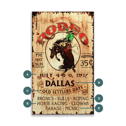 Old Settlers Days Rodeo - Wood & Metal Wall Art