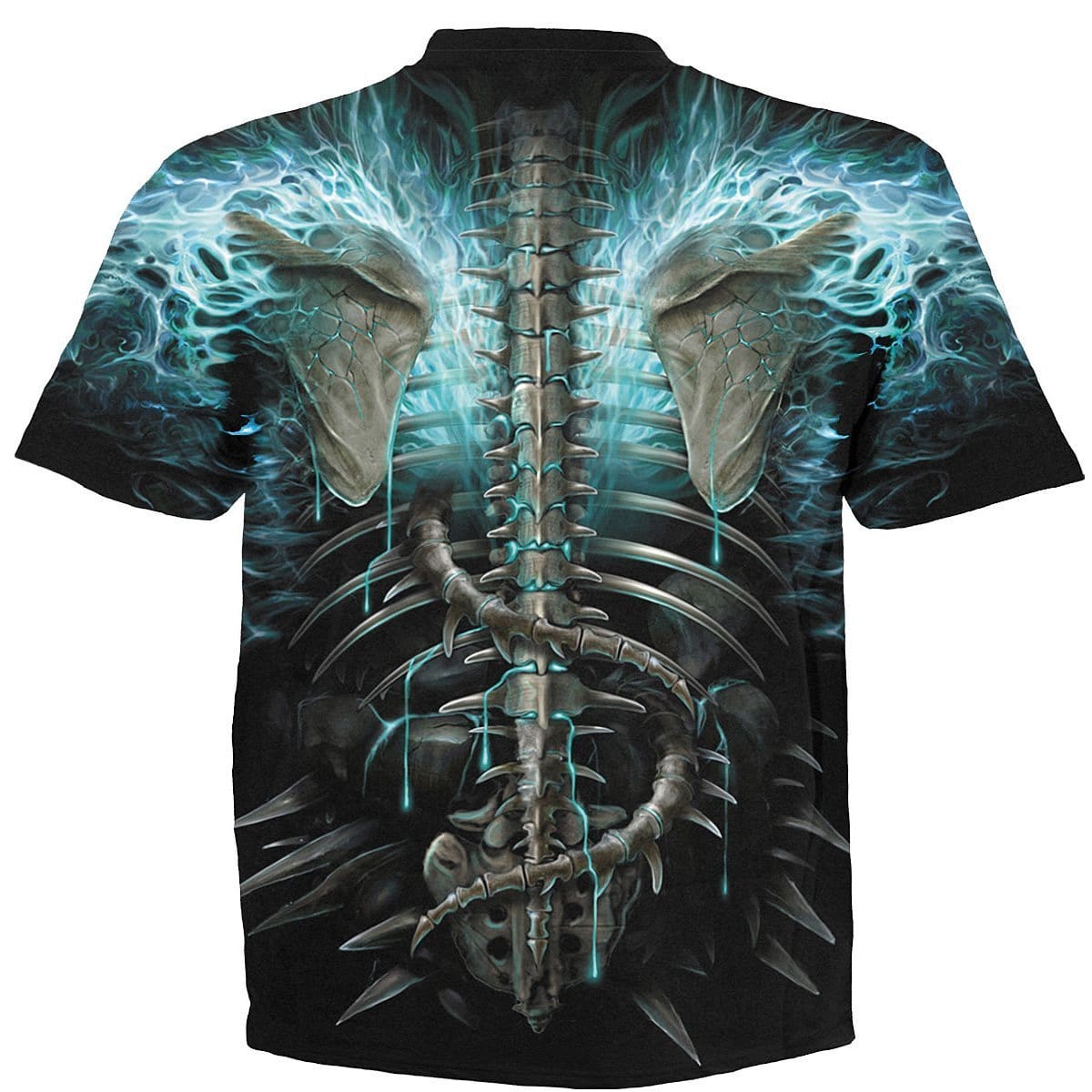 FLAMING SPINE - Allover T-Shirt Black