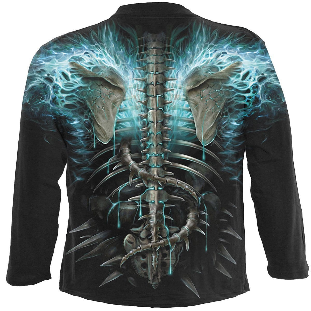 FLAMING SPINE - Allover Longsleeve T-Shirt Black