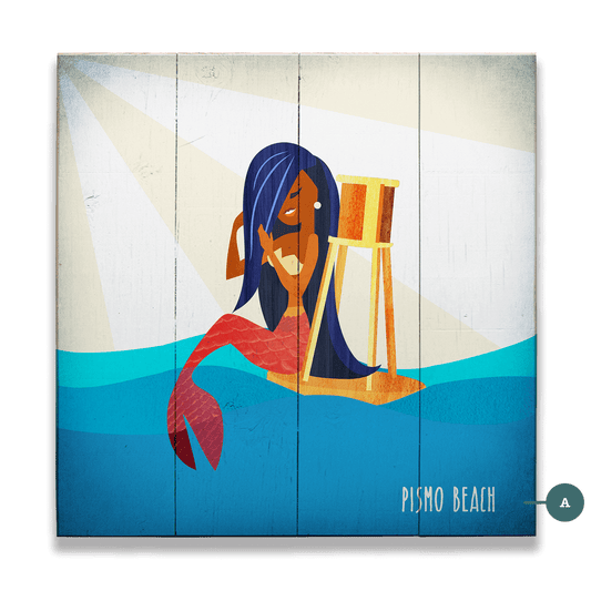 Mermaid's Watch: Square - Wood & Metal Wall Art