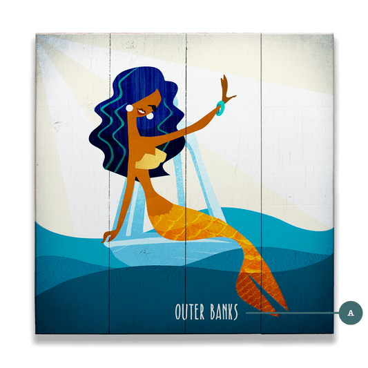 Mermaid's Wave: Square - Wood & Metal Wall Art