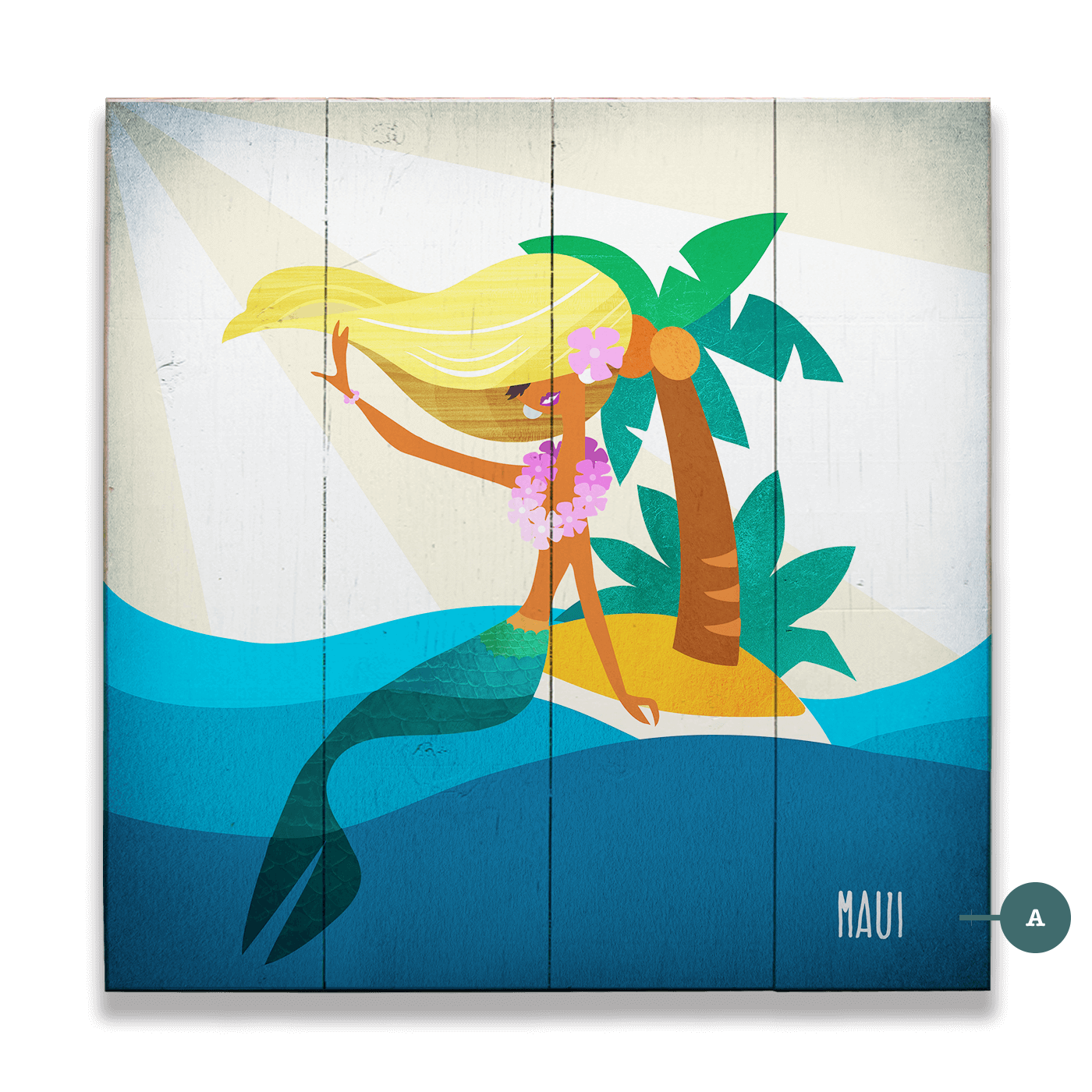 Mermaid's Paradise: Square - Wood & Metal Wall Art