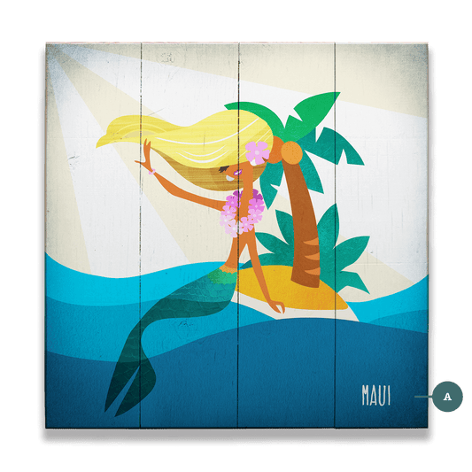 Mermaid's Paradise: Square - Wood & Metal Wall Art