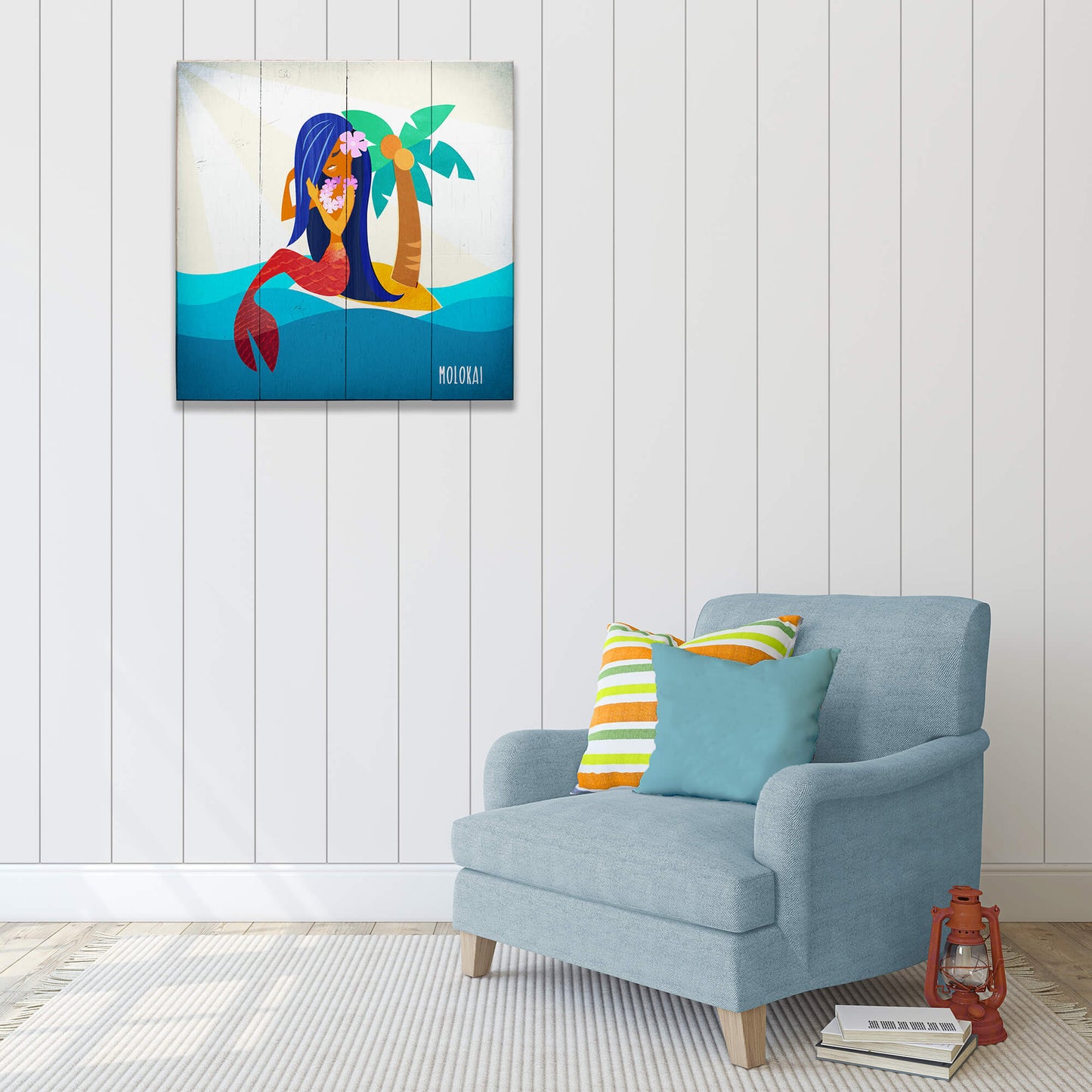Mermaid's Retreat: Square - Wood & Metal Wall Art