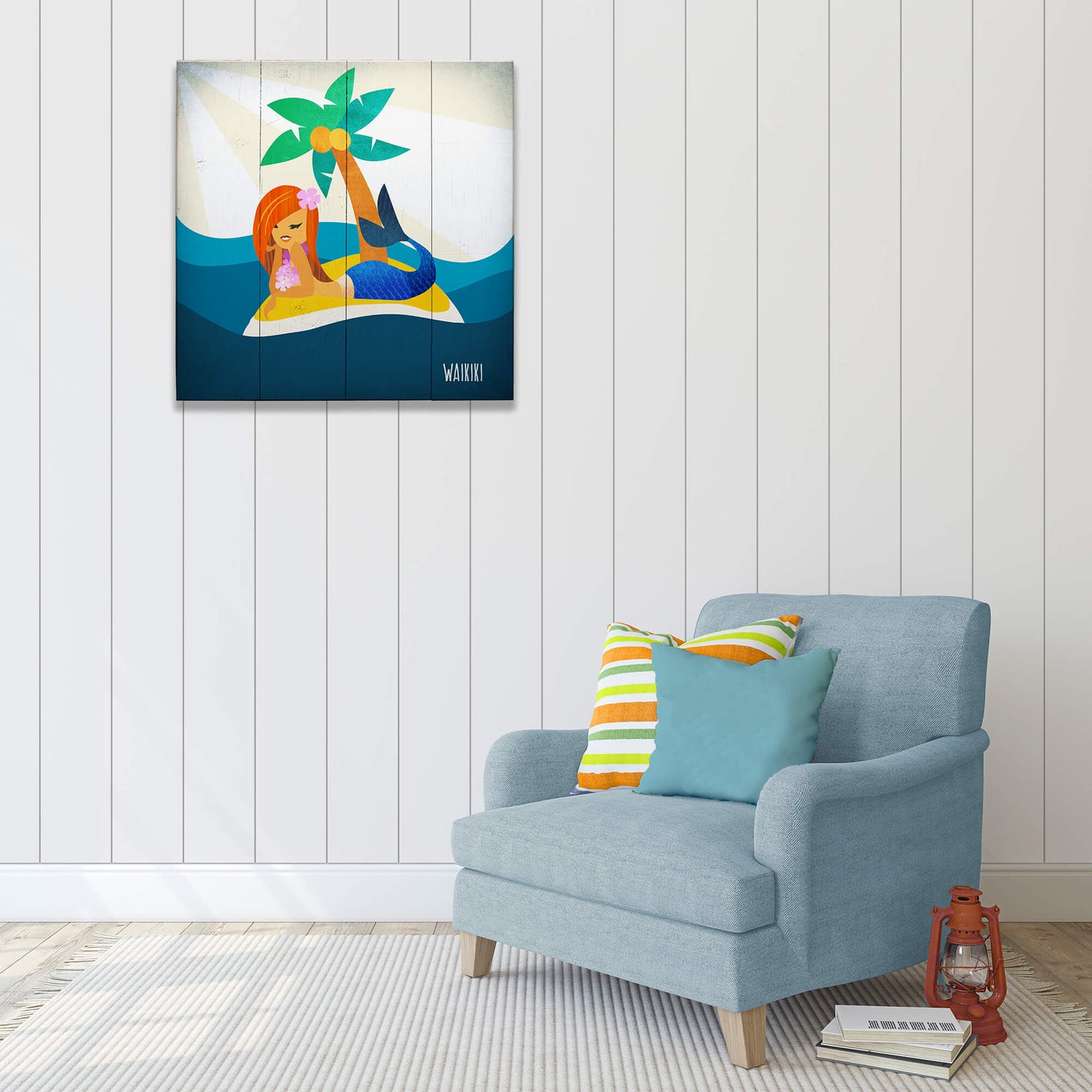 Mermaid's Haven: Square - Wood & Metal Wall Art