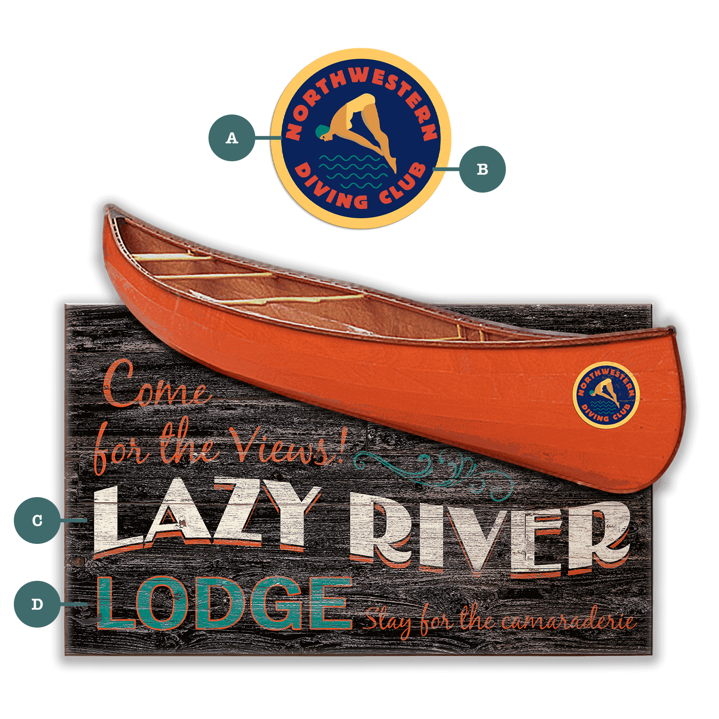 Come For the Views Canoe Cutup - Wall Decor