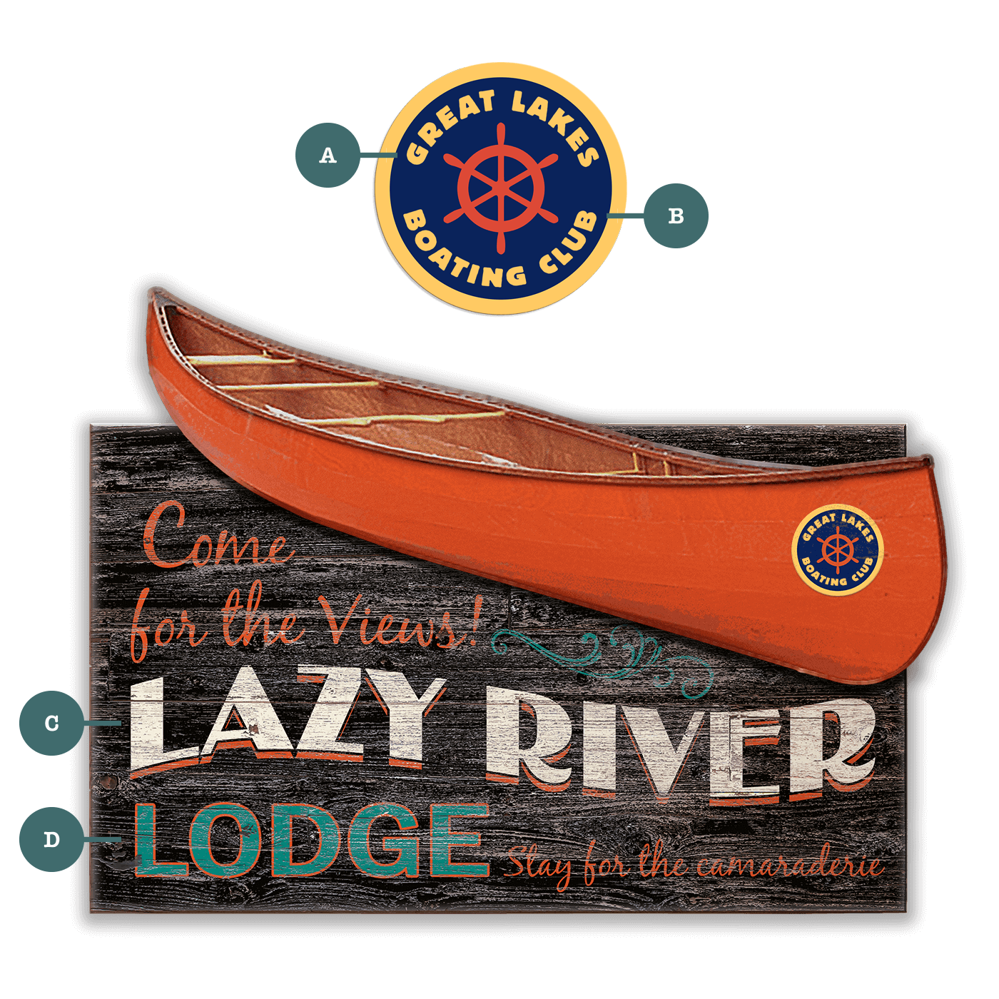Come For the Views Canoe Cutup - Wall Decor