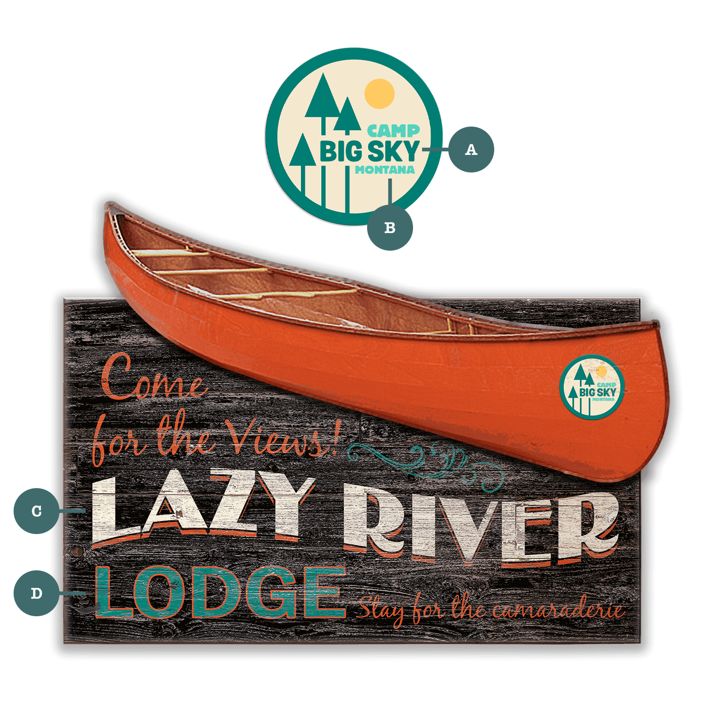 Come For the Views Canoe Cutup - Wall Decor