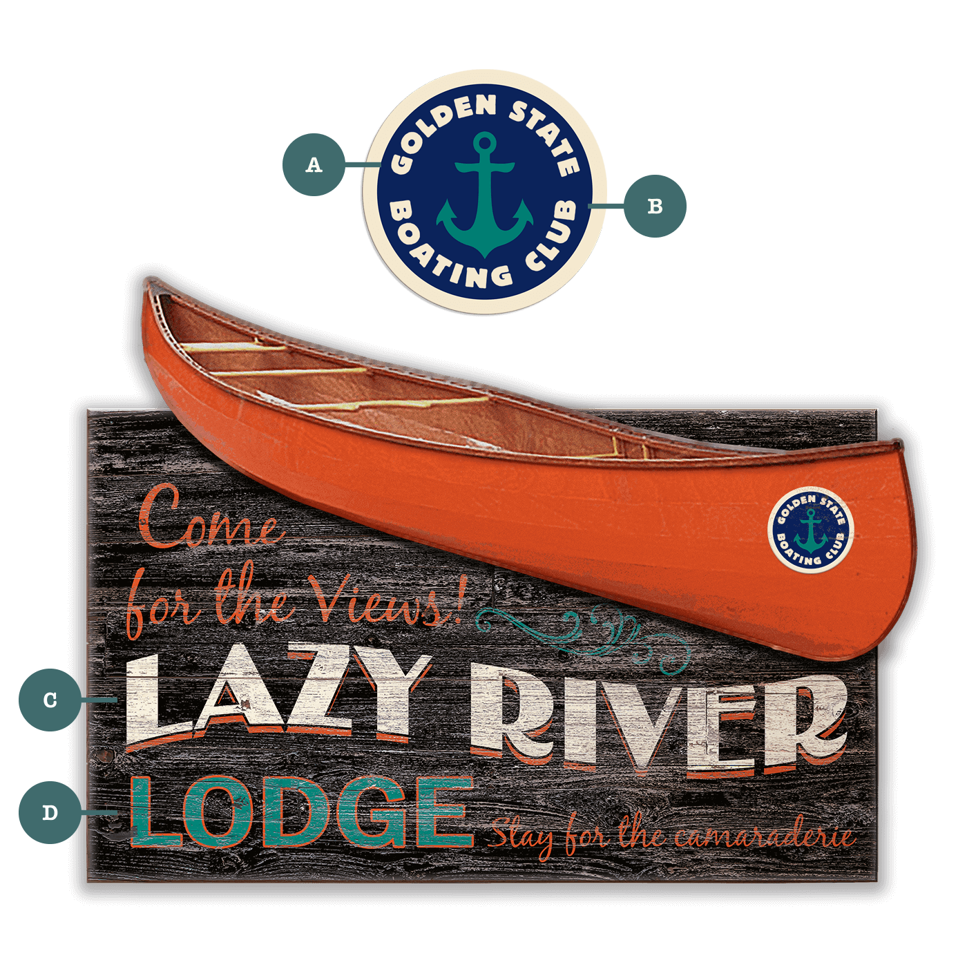 Come For the Views Canoe Cutup - Wall Decor
