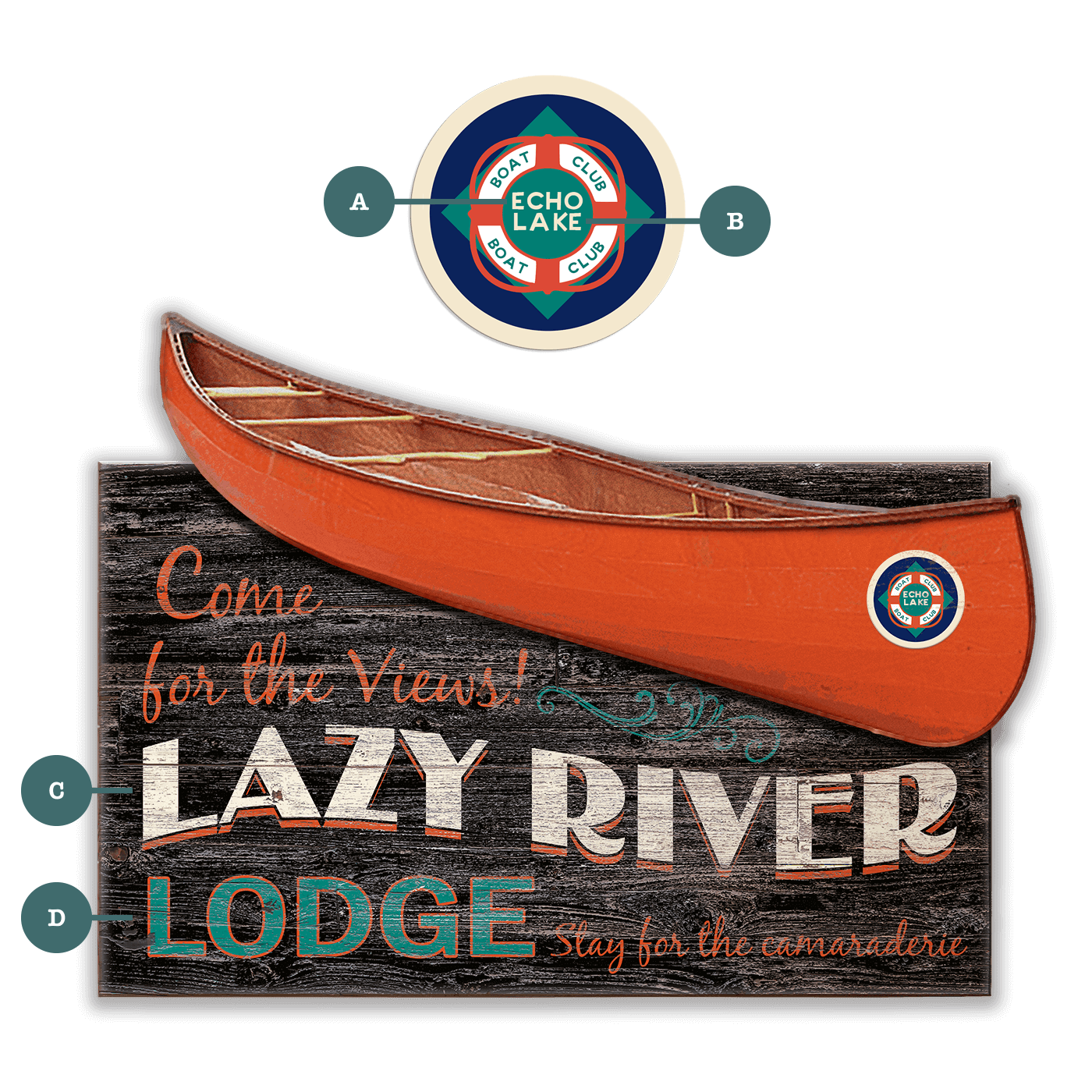 Come For the Views Canoe Cutup - Wall Decor
