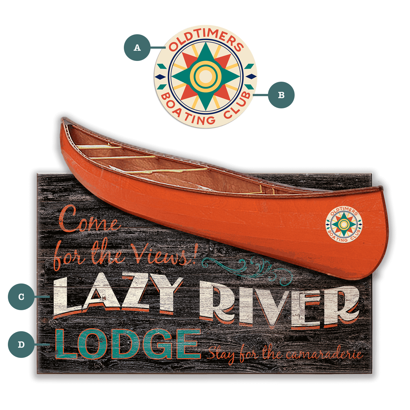 Come For the Views Canoe Cutup - Wall Decor