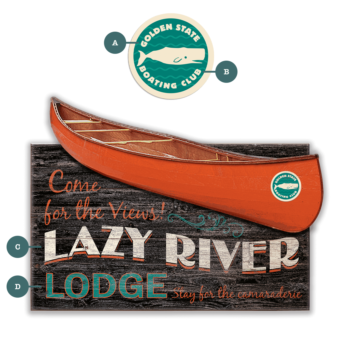 Come For the Views Canoe Cutup - Wall Decor