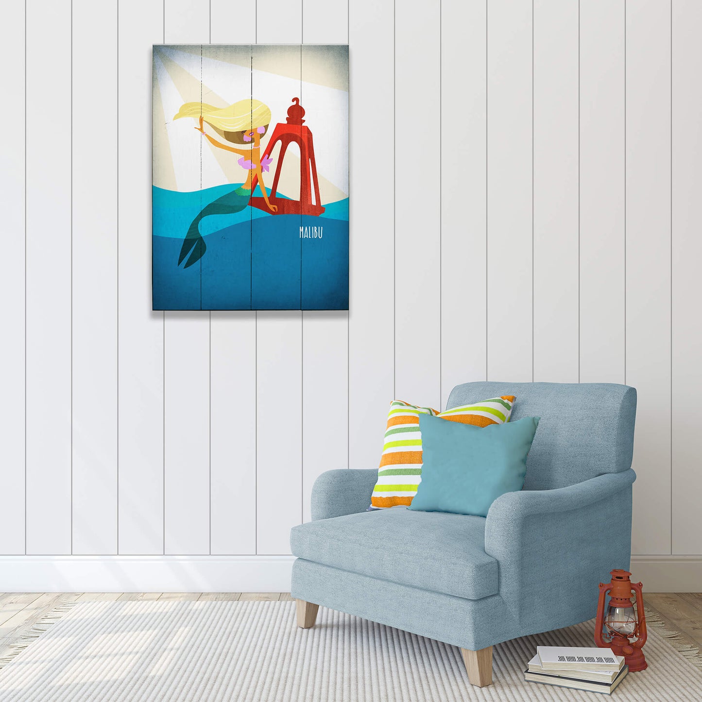 Mermaid's Beacon: Portrait - Wood & Metal Wall Art