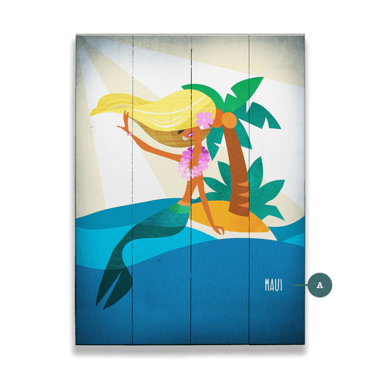 Mermaid's Paradise: Portrait - Wood & Metal Wall Art