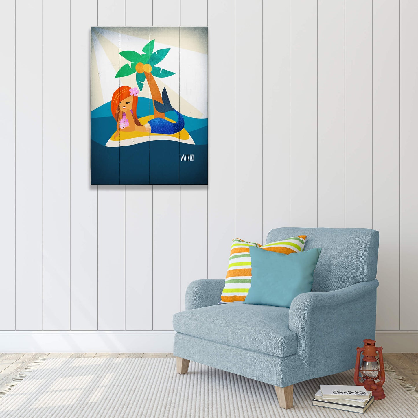Mermaid's Haven: Portrait - Wood & Metal Wall Art