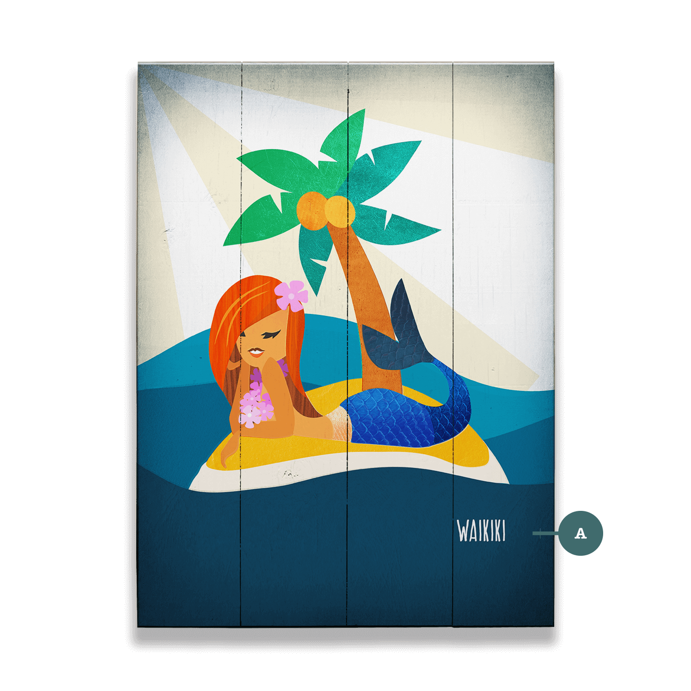 Mermaid's Haven: Portrait - Wood & Metal Wall Art