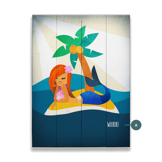 Mermaid's Haven: Portrait - Wood & Metal Wall Art