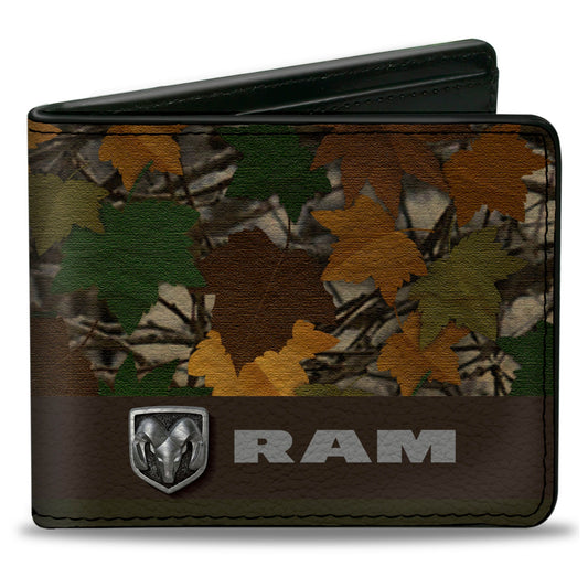 Bi-Fold Wallet - RAM Logo Leaf Camo Browns Greens Silvers