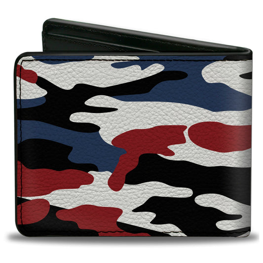 Bi-Fold Wallet - FORD Text + Americana Camo Black White Red Blue