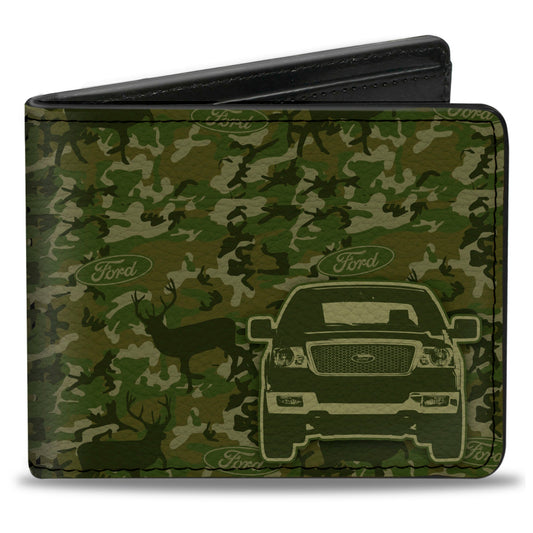 Bi-Fold Wallet - Ford Truck + WORKS HARD, PLAYS HARDER Deer Hunter Camo Olive
