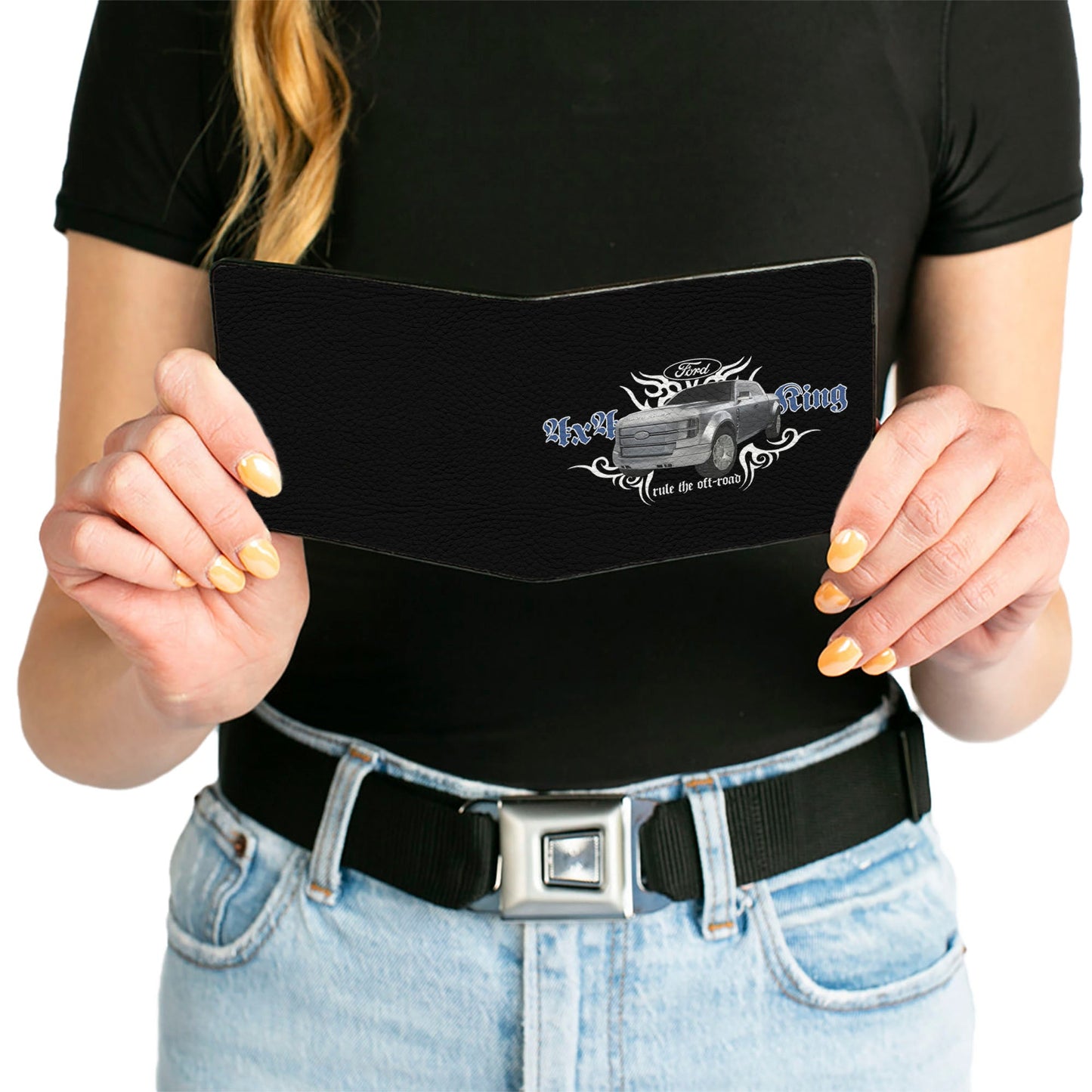 Bi-Fold Wallet - FORD 4x4 TRUCKING-RULE THE OFF-ROAD Black White Blue Grays
