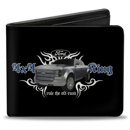 Bi-Fold Wallet - FORD 4x4 TRUCKING-RULE THE OFF-ROAD Black White Blue Grays