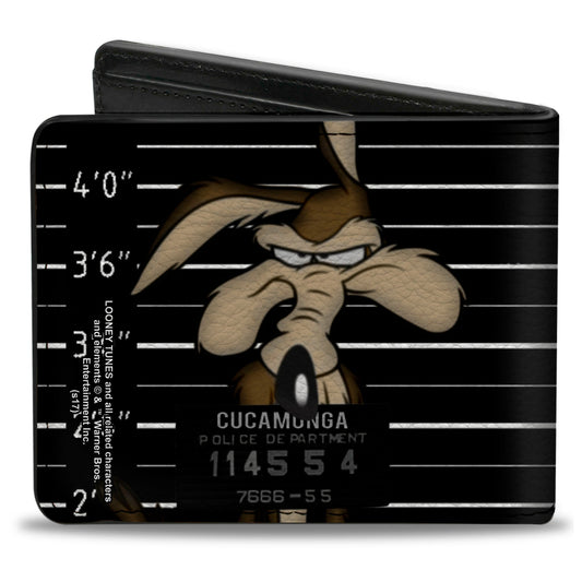 Bi-Fold Wallet - Wile E Coyote CUCAMONGA Mug Shot Black Gray White