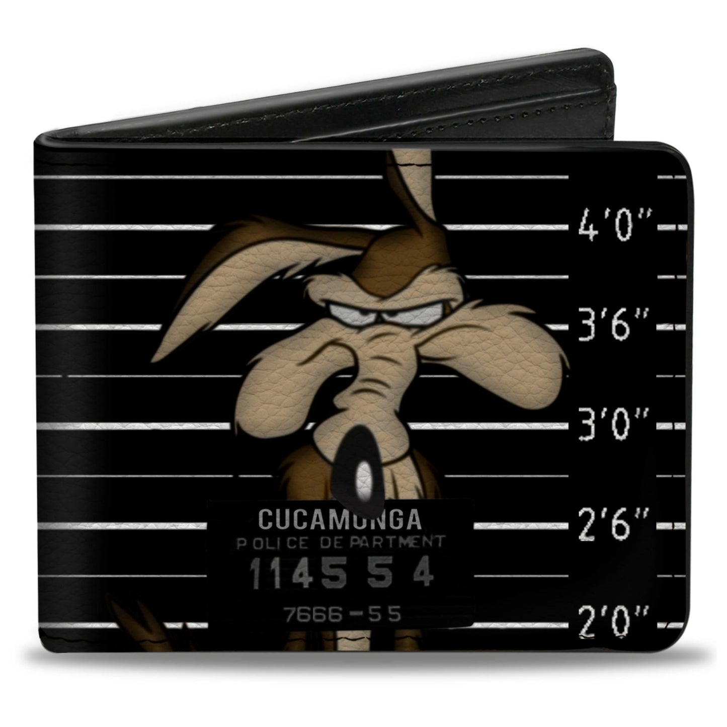 Bi-Fold Wallet - Wile E Coyote CUCAMONGA Mug Shot Black Gray White