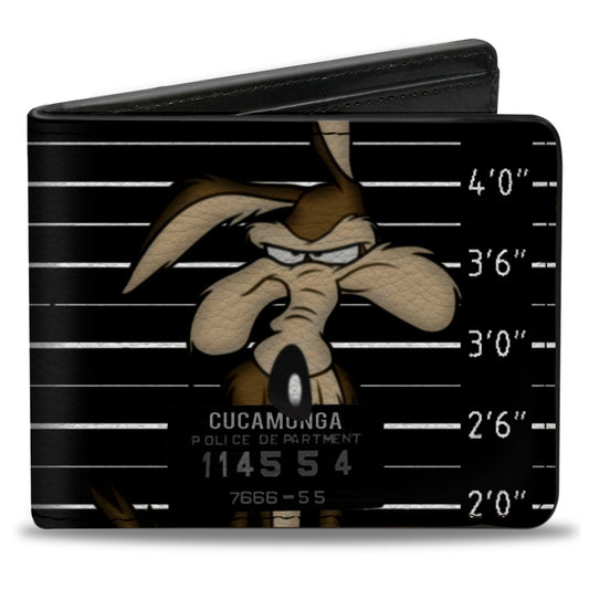 Bi-Fold Wallet - Wile E Coyote CUCAMONGA Mug Shot Black Gray White