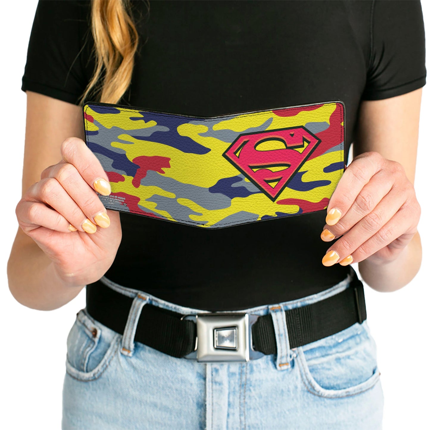 Bi-Fold Wallet - Superman Shield Camo Yellow Gray Blue Red