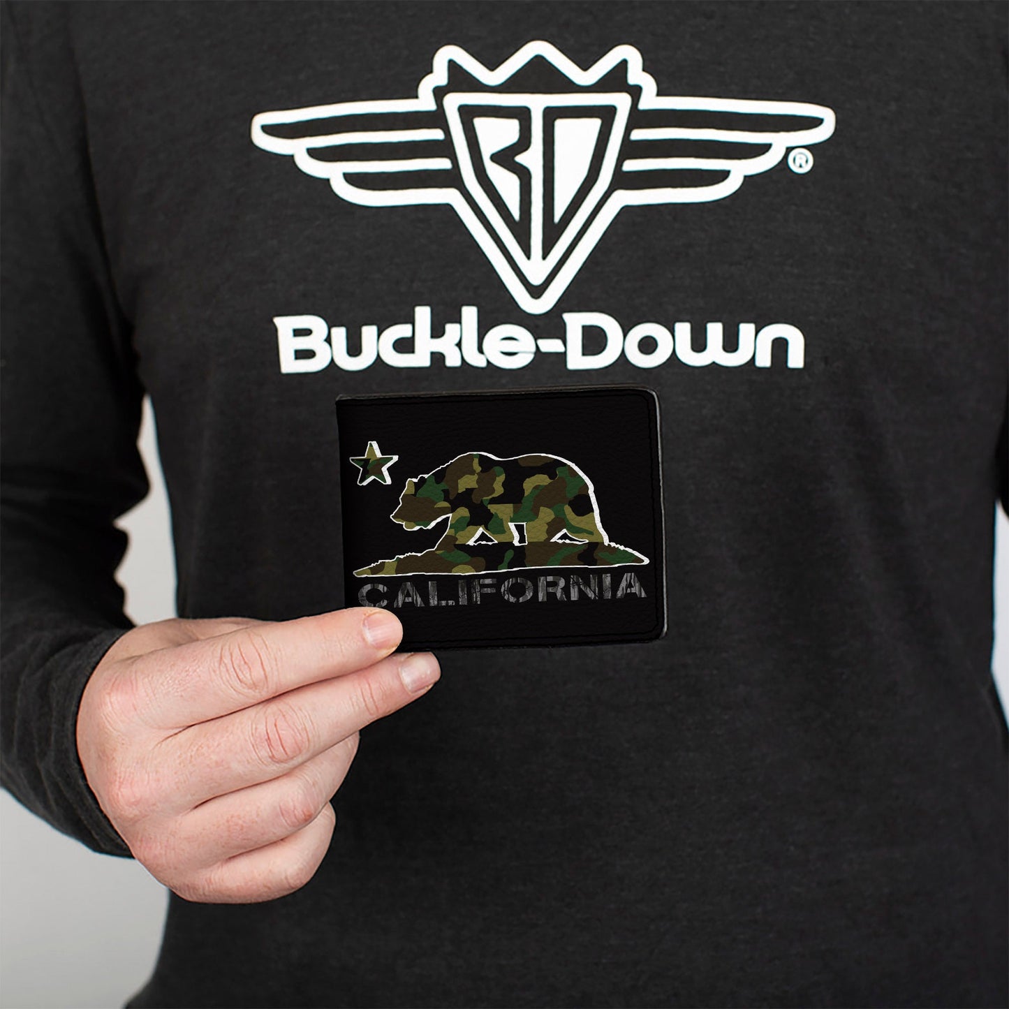 Bi-Fold Wallet - CALIFORNIA Flag Bear Black Camo Gray Camo Olive