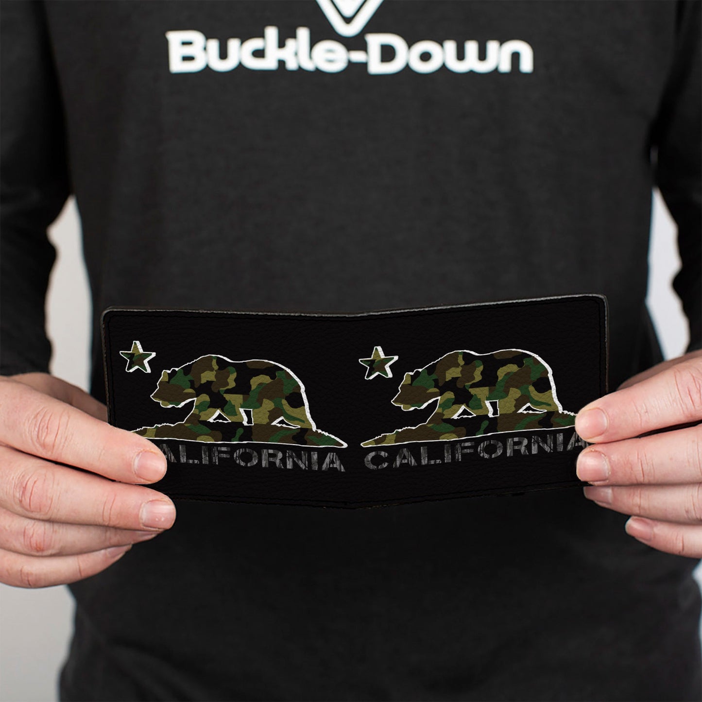 Bi-Fold Wallet - CALIFORNIA Flag Bear Black Camo Gray Camo Olive