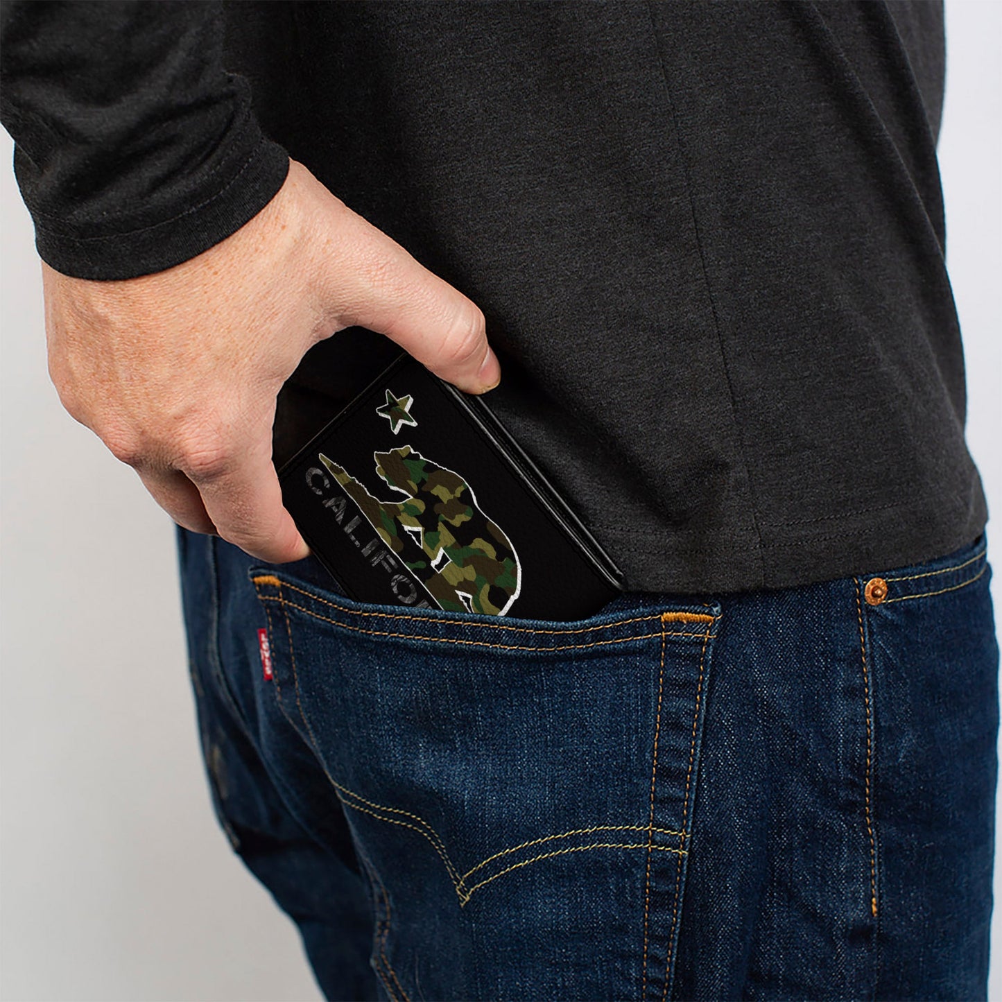 Bi-Fold Wallet - CALIFORNIA Flag Bear Black Camo Gray Camo Olive