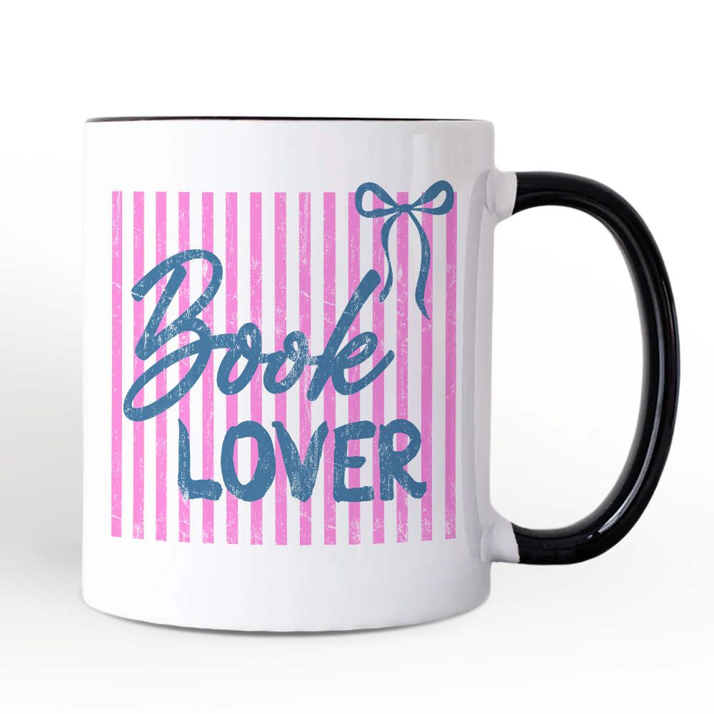 Book Lover Striped Reader Mug, Coquette Bookworm Gift